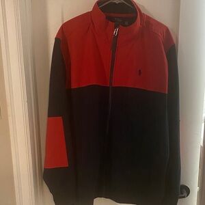 Polo by Ralph Lauren Men's Zip-Up Sweater in Red and Navy full zip Shacket